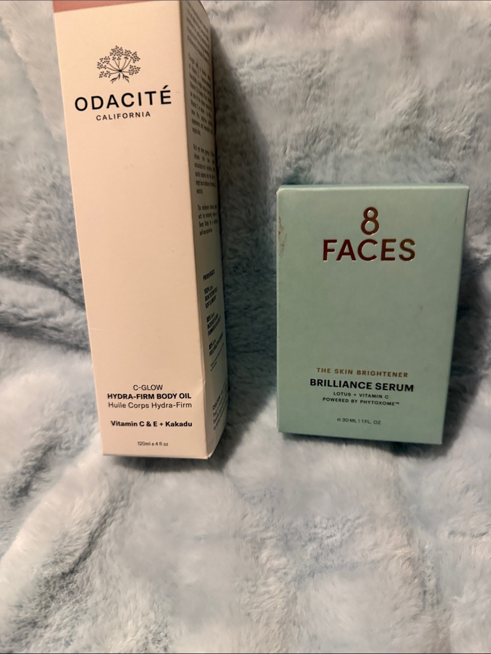 C-Glow Hydra-Firm Body Oil - White & 8 Faces Brilliance Serum - Light Mint